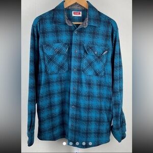 Mens Fleece Wrangler Button Down Long Sleeve Flannel Size Large